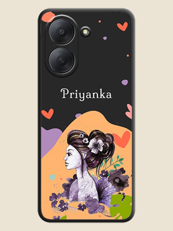 Namecase For Her With Fancy Lady Image On Space Black Custom Soft Matte Mobile Back Cover - Xiaomi Redmi A7