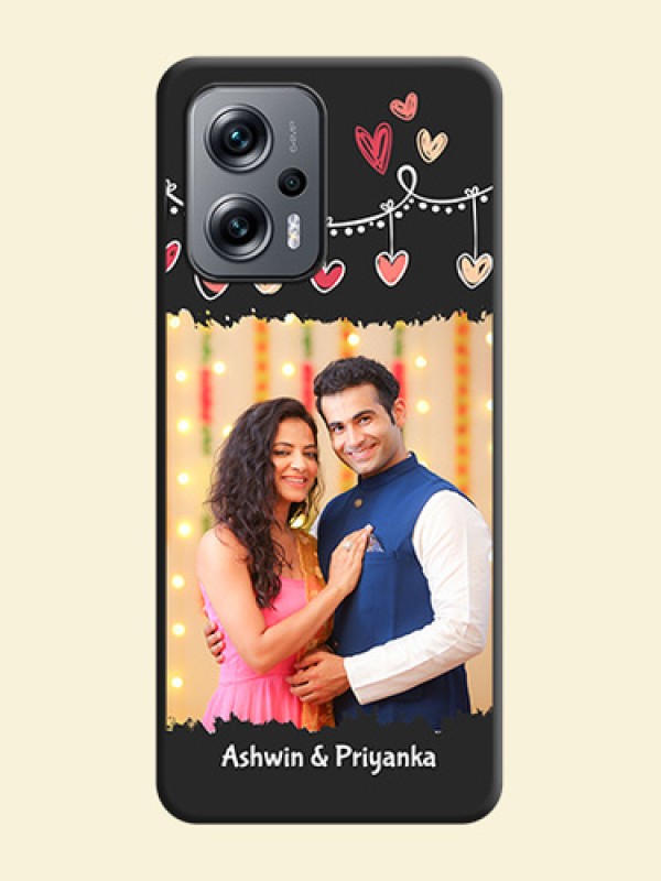 Pink Love Hangings with Name on Space Black Custom Soft Matte Phone Cases - Xiaomi Redmi K50I 5G