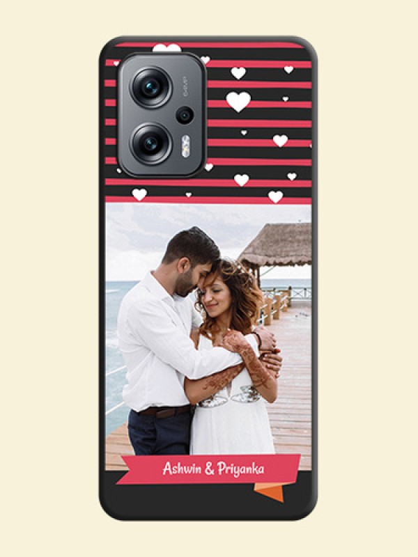 White Color Love Symbols with Pink Lines Pattern on Space Black Custom Soft Matte Phone Cases - Xiaomi Redmi K50I 5G