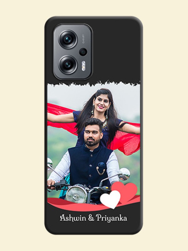 Pin Color Love Shaped Ribbon Design with Text on Space Black Custom Soft Matte Phone Back Cover - Xiaomi Redmi K50I 5G
