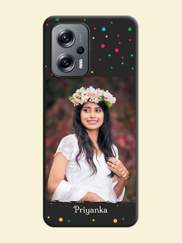 Multicolor Dotted Pattern with Text on Space Black Custom Soft Matte Phone Back Cover - Xiaomi Redmi K50I 5G