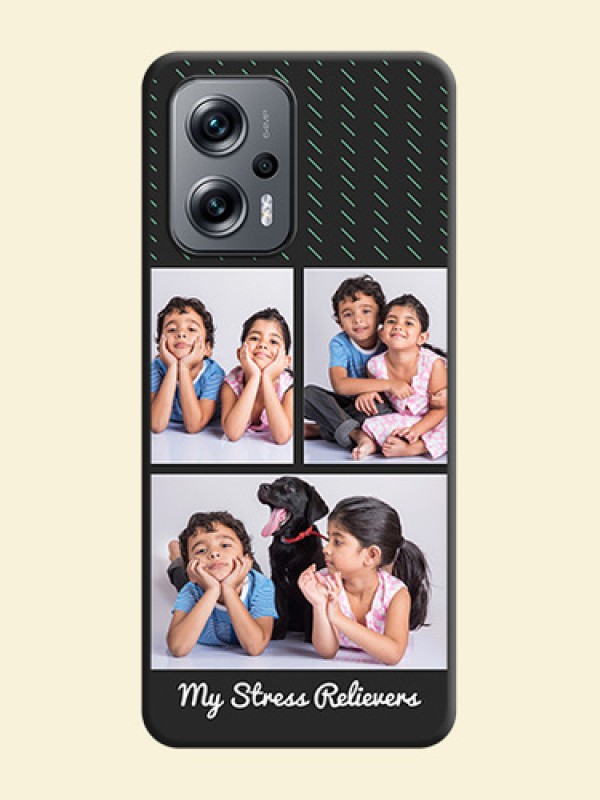 Cross Dotted Pattern with 2 Image Holder  on Personalised Space Black Soft Matte Cases - Xiaomi Redmi K50I 5G