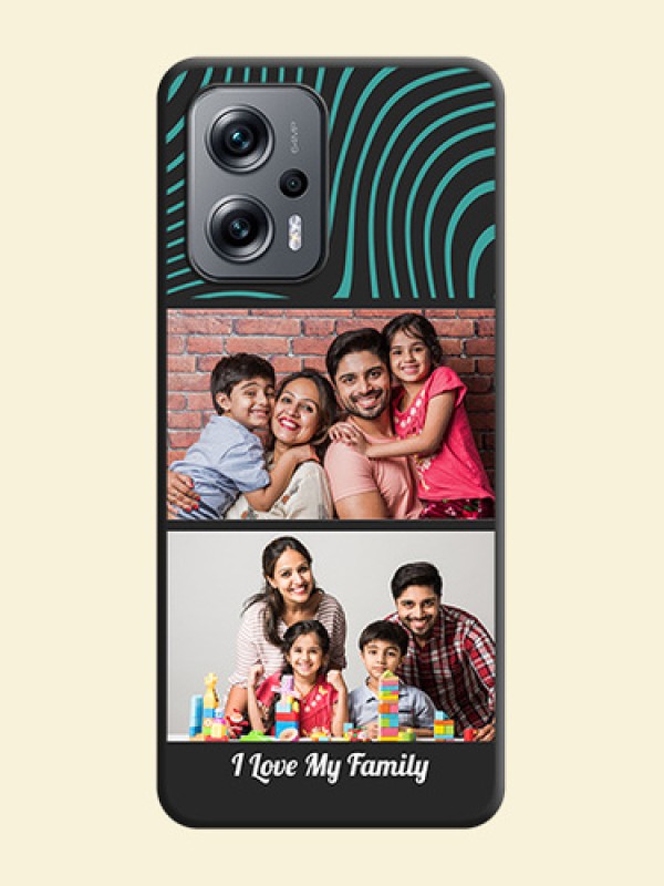 Wave Pattern with 2 Image Holder on Space Black Personalized Soft Matte Phone Covers - Xiaomi Redmi K50I 5G