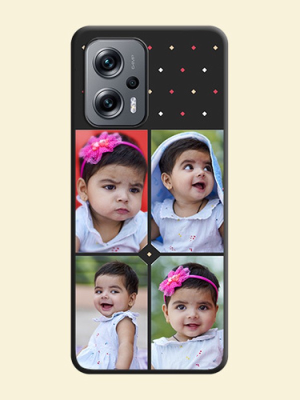 Multicolor Dotted Pattern with 4 Image Holder on Space Black Custom Soft Matte Phone Cases - Xiaomi Redmi K50I 5G