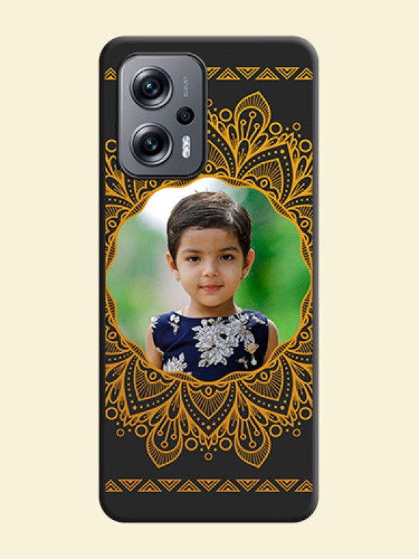 Round Image with Floral Design on Photo on Space Black Soft Matte Mobile Cover - Xiaomi Redmi K50I 5G