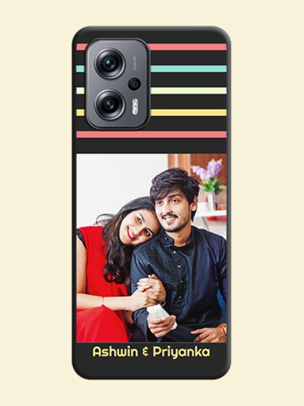 Color Stripes with Photo and Text on Photo on Space Black Soft Matte Mobile Case - Xiaomi Redmi K50I 5G