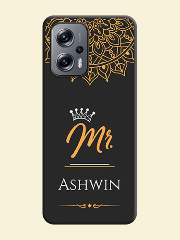Mr Name with Floral Design  on Personalised Space Black Soft Matte Cases - Xiaomi Redmi K50I 5G