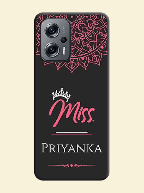Mrs Name with Floral Design on Space Black Personalized Soft Matte Phone Covers - Xiaomi Redmi K50I 5G