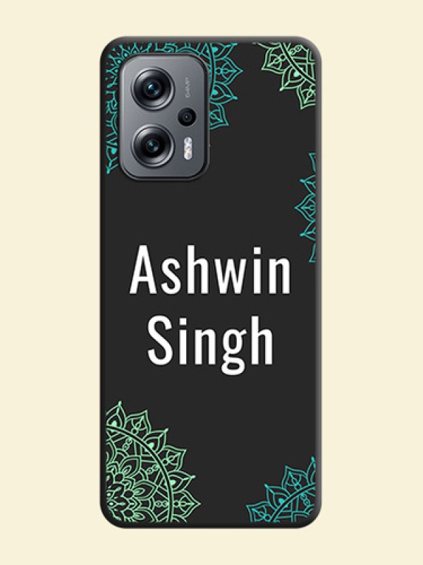Your Name with Floral Design on Space Black Custom Soft Matte Back Cover - Xiaomi Redmi K50I 5G