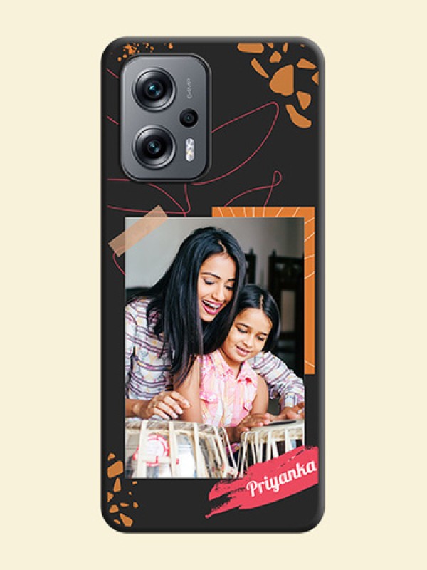 Orange Photo Frame on Space Black Custom Soft Matte Phone Back Cover - Xiaomi Redmi K50I 5G
