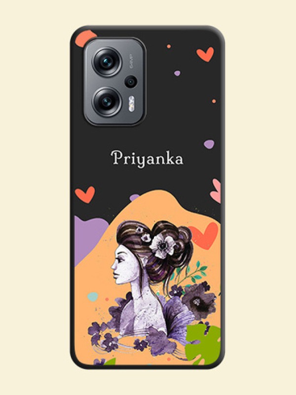 Namecase For Her With Fancy Lady Image On Space Black Personalized Soft Matte Phone Covers -Xiaomi Redmi K50I 5G