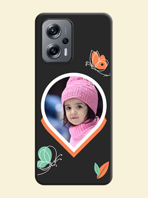 Upload Pic With Simple Butterly Design On Space Black Personalized Soft Matte Phone Covers -Xiaomi Redmi K50I 5G