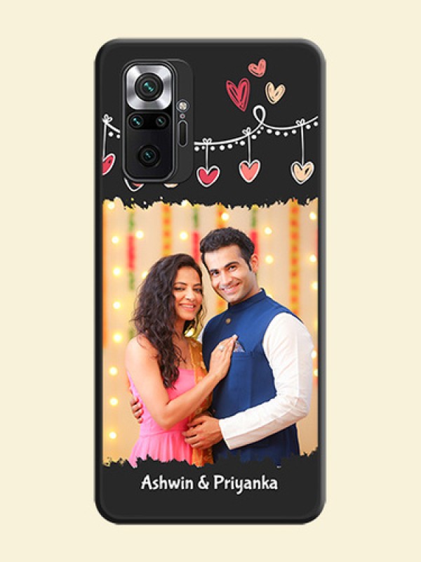 Pink Love Hangings with Name on Space Black Custom Soft Matte Phone Cases - Redmi Note 10 Pro Max