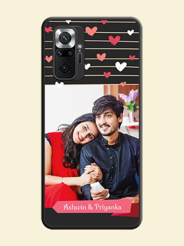 Love Pattern with Name on Pink Ribbon  on Photo on Space Black Soft Matte Back Cover - Redmi Note 10 Pro Max