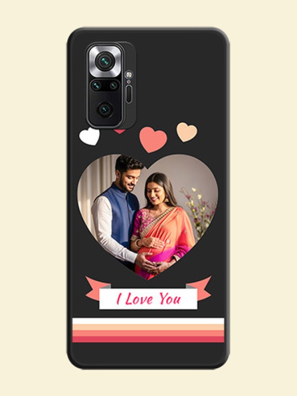 Love Shaped Photo with Colorful Stripes on Personalised Space Black Soft Matte Cases - Redmi Note 10 Pro Max