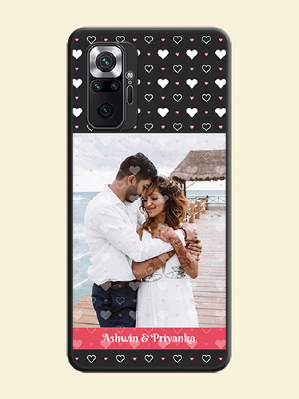 White Color Love Symbols with Text Design on Photo on Space Black Soft Matte Phone Cover - Redmi Note 10 Pro Max