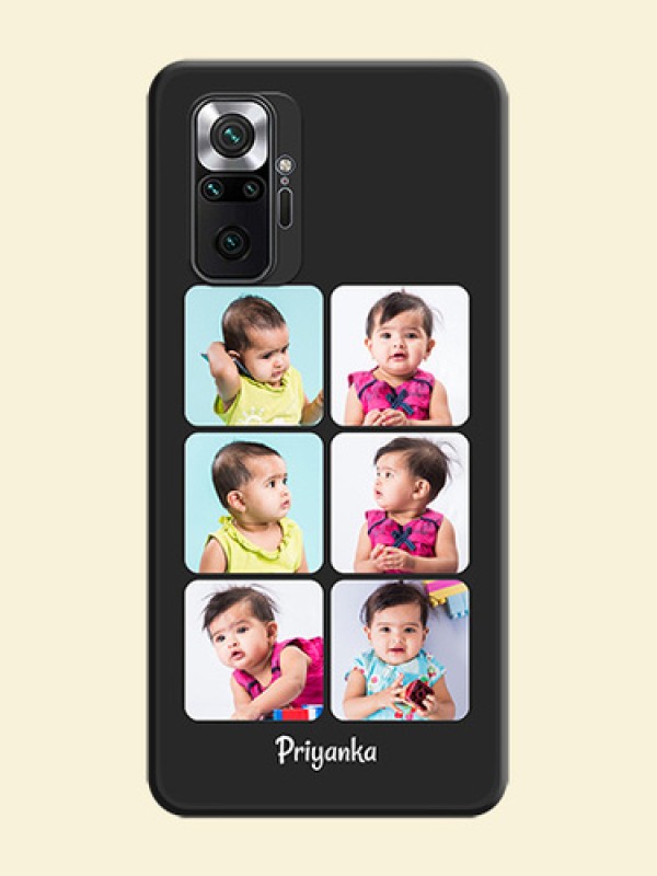 Floral Art with 6 Image Holder on Photo on Space Black Soft Matte Mobile Case - Redmi Note 10 Pro Max