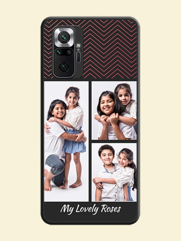 Wave Pattern with 3 Image Holder on Space Black Custom Soft Matte Back Cover - Redmi Note 10 Pro Max