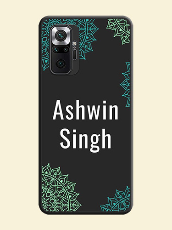 Your Name with Floral Design on Space Black Custom Soft Matte Back Cover - Redmi Note 10 Pro Max