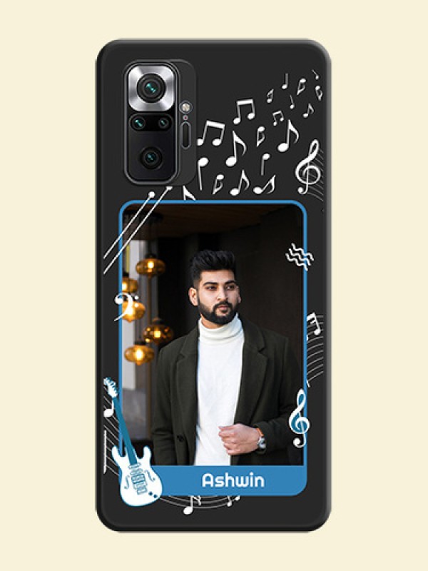 Musical Theme Design with Text on Photo on Space Black Soft Matte Mobile Case - Redmi Note 10 Pro