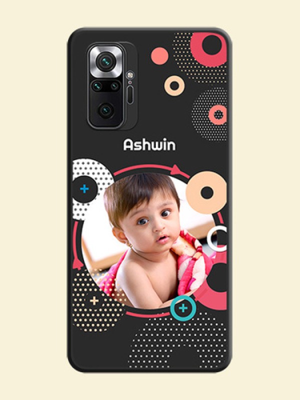 Multicoloured Round Image on Personalised Space Black Soft Matte Cases - Redmi Note 10 Pro