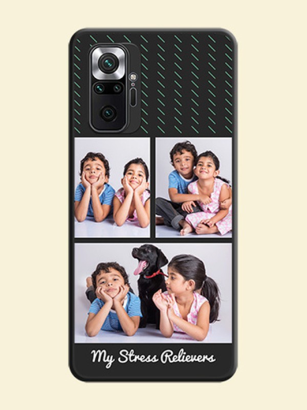 Cross Dotted Pattern with 2 Image Holder  on Personalised Space Black Soft Matte Cases - Redmi Note 10 Pro
