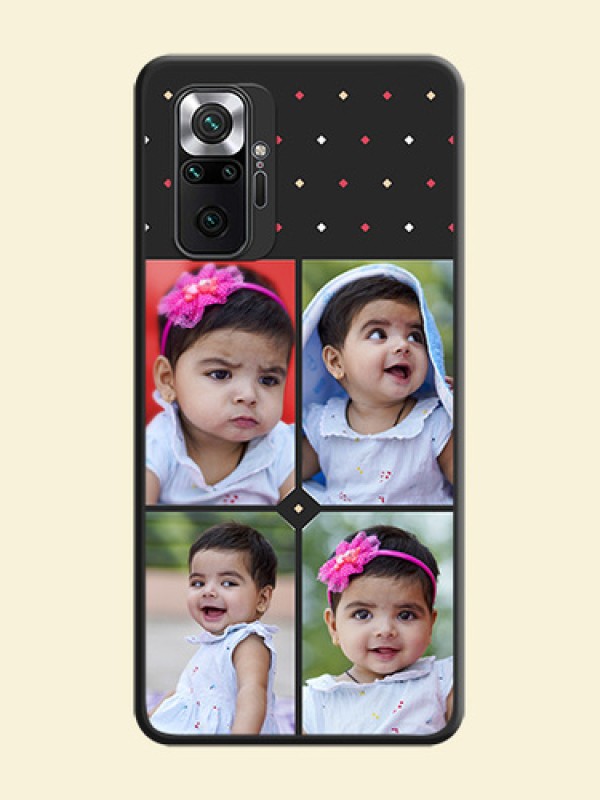 Multicolor Dotted Pattern with 4 Image Holder on Space Black Custom Soft Matte Phone Cases - Redmi Note 10 Pro