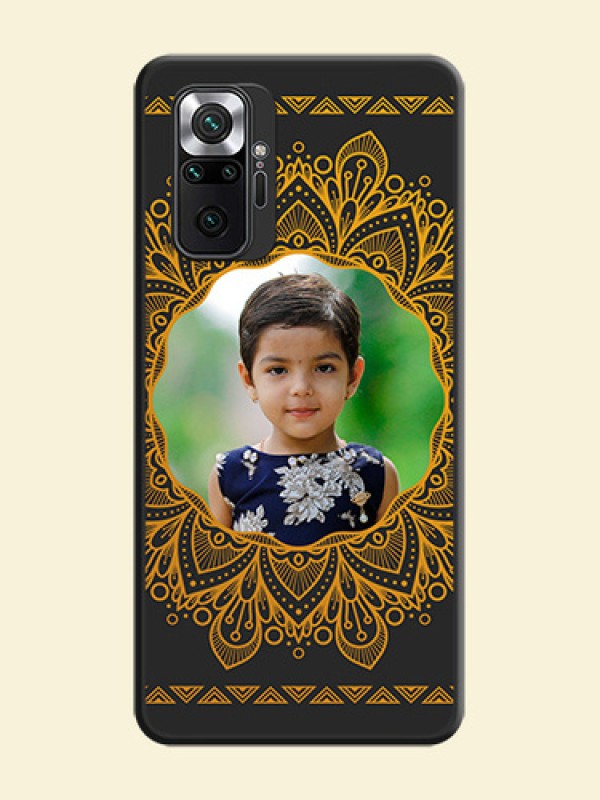 Round Image with Floral Design on Photo on Space Black Soft Matte Mobile Cover - Redmi Note 10 Pro