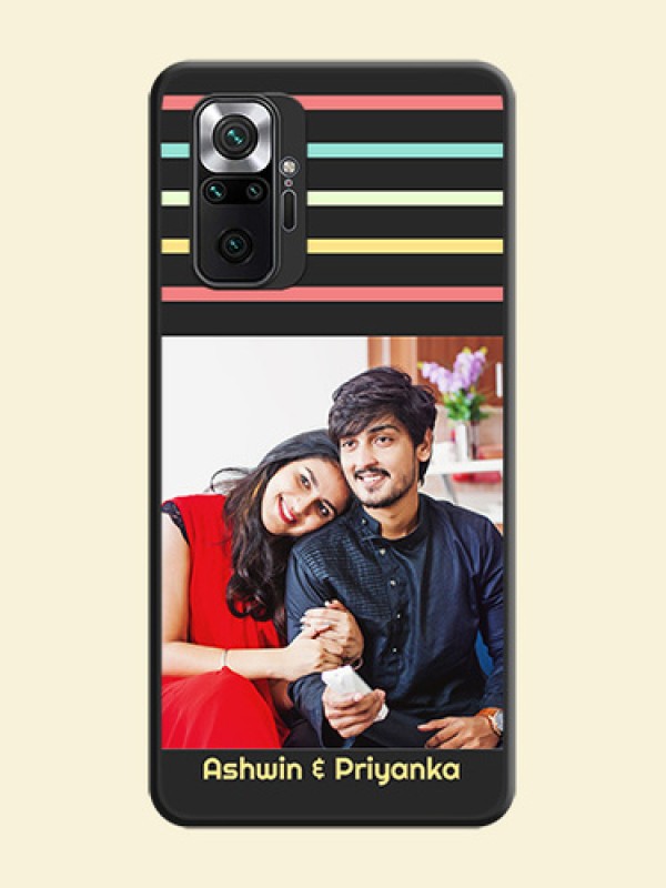 Color Stripes with Photo and Text on Photo on Space Black Soft Matte Mobile Case - Redmi Note 10 Pro