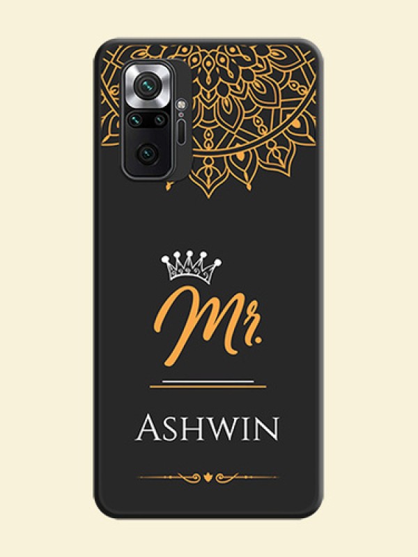 Mr Name with Floral Design  on Personalised Space Black Soft Matte Cases - Redmi Note 10 Pro