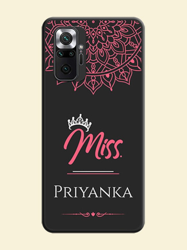 Mrs Name with Floral Design on Space Black Personalized Soft Matte Phone Covers - Redmi Note 10 Pro