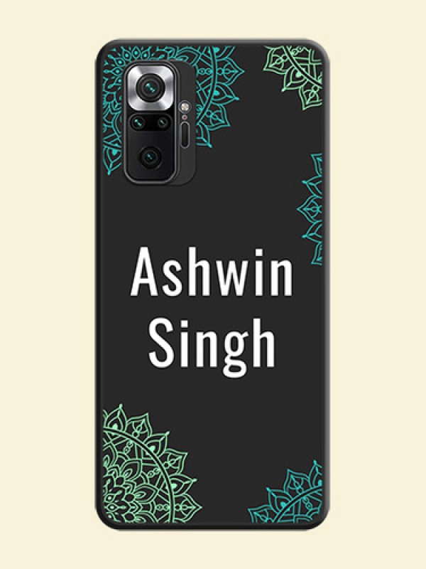 Your Name with Floral Design on Space Black Custom Soft Matte Back Cover - Redmi Note 10 Pro