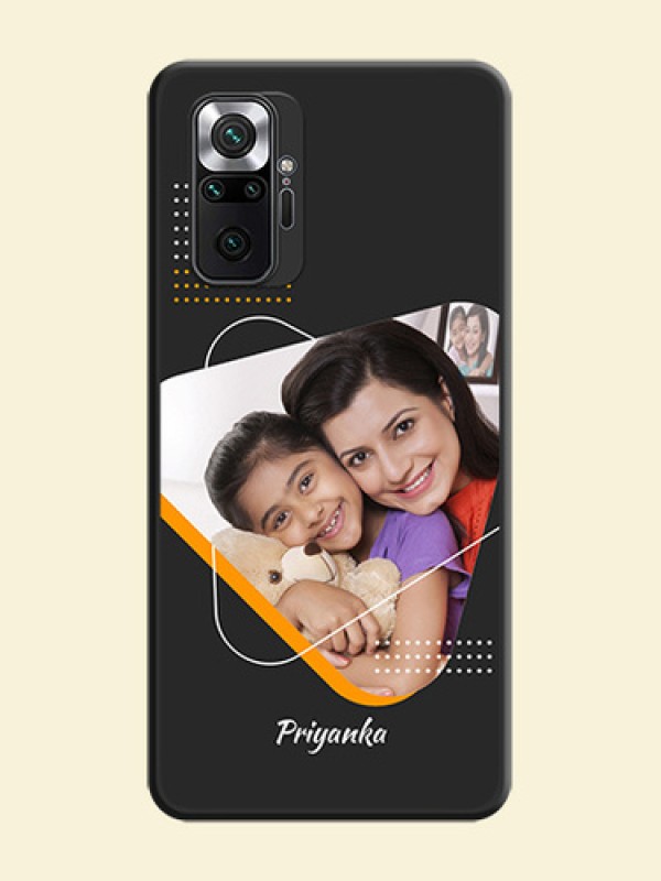 Yellow Triangle on Photo on Space Black Soft Matte Phone Cover - Redmi Note 10 Pro