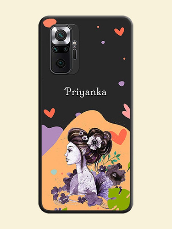 Namecase For Her With Fancy Lady Image On Space Black Personalized Soft Matte Phone Covers -Xiaomi Redmi Note 10 Pro