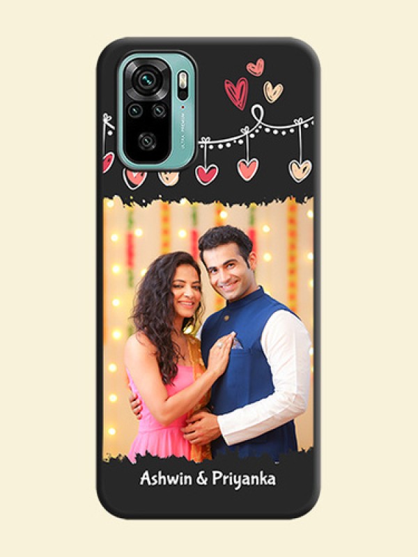 Pink Love Hangings with Name on Space Black Custom Soft Matte Phone Cases - Redmi Note 10