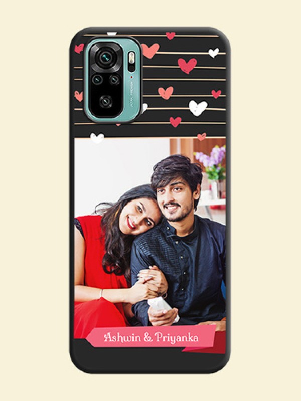 Love Pattern with Name on Pink Ribbon  on Photo on Space Black Soft Matte Back Cover - Redmi Note 10