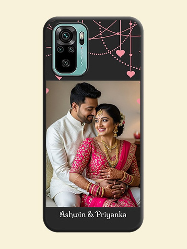Pink Love Hangings with Text on Space Black Custom Soft Matte Back Cover - Redmi Note 10