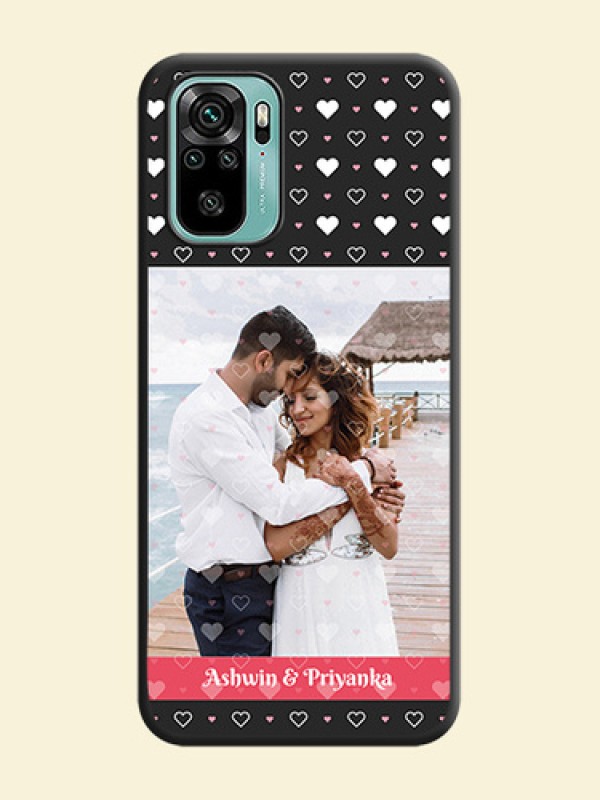 White Color Love Symbols with Text Design on Photo on Space Black Soft Matte Phone Cover - Redmi Note 10