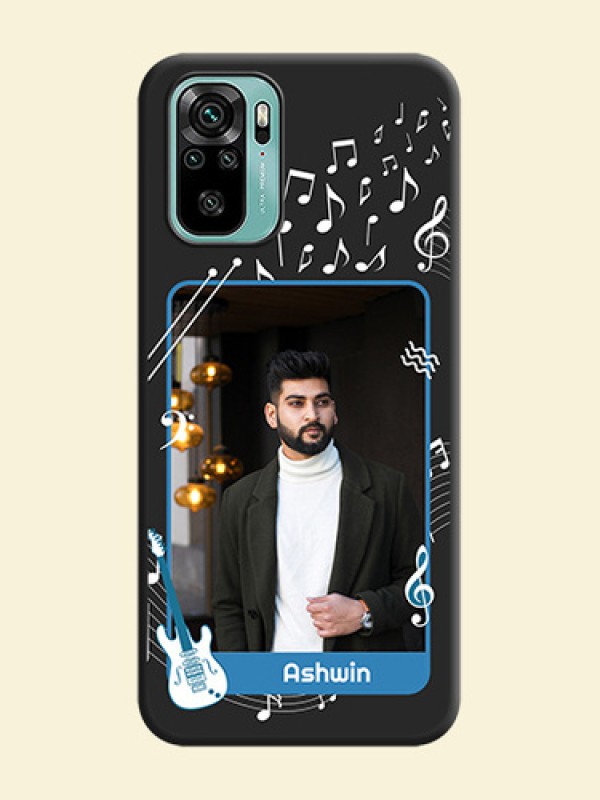 Musical Theme Design with Text on Photo on Space Black Soft Matte Mobile Case - Redmi Note 10