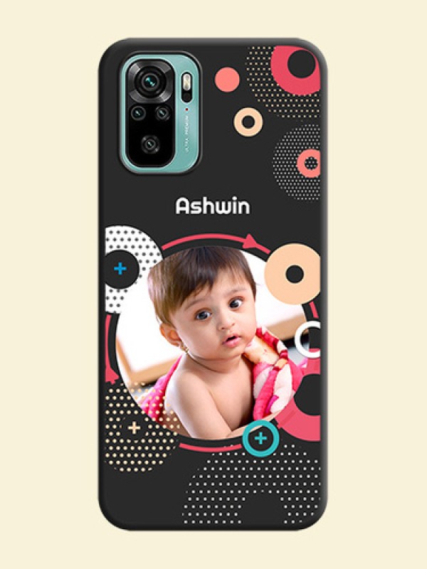 Multicoloured Round Image on Personalised Space Black Soft Matte Cases - Redmi Note 10