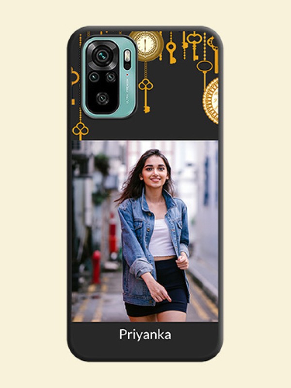Decorative Design with Text on Space Black Custom Soft Matte Back Cover - Redmi Note 10