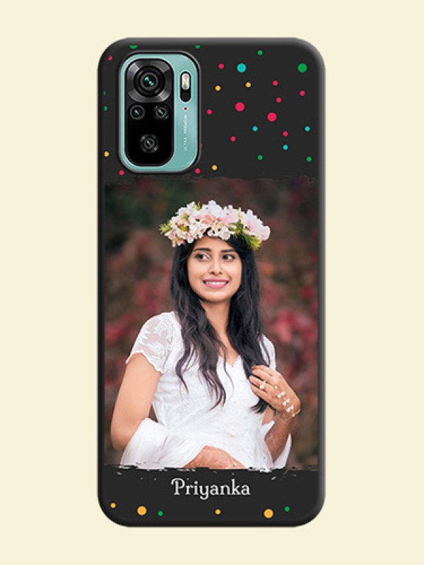 Multicolor Dotted Pattern with Text on Space Black Custom Soft Matte Phone Back Cover - Redmi Note 10