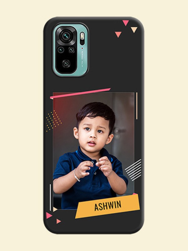 Photo Frame with Triangle Small Dots on Photo on Space Black Soft Matte Back Cover - Redmi Note 10