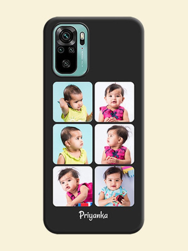 Floral Art with 6 Image Holder on Photo on Space Black Soft Matte Mobile Case - Redmi Note 10