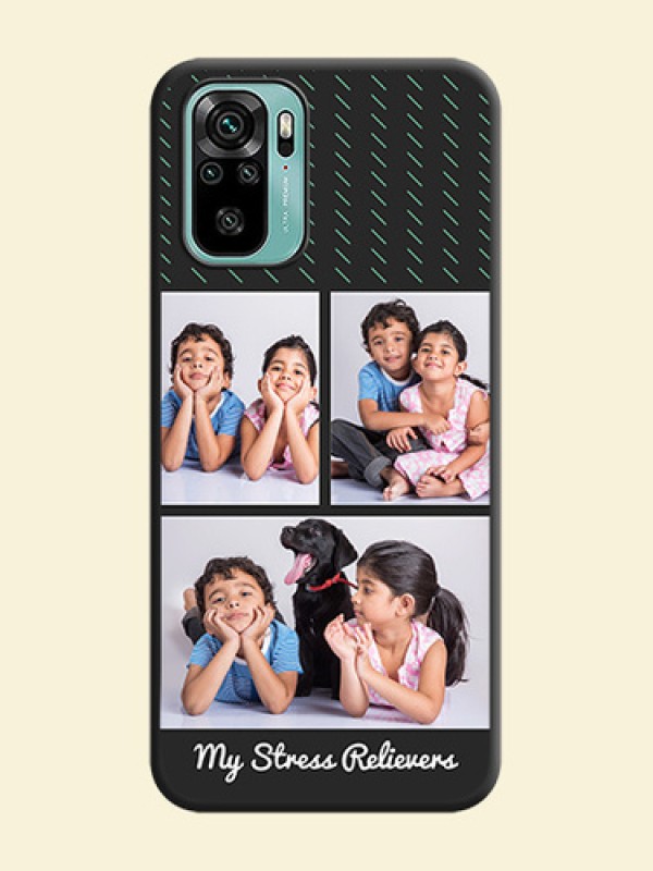 Cross Dotted Pattern with 2 Image Holder  on Personalised Space Black Soft Matte Cases - Redmi Note 10