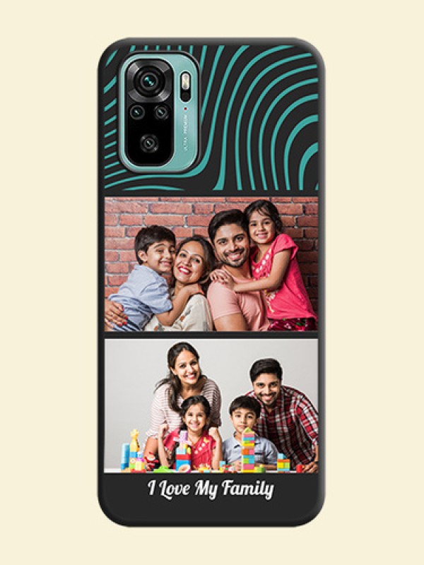 Wave Pattern with 2 Image Holder on Space Black Personalized Soft Matte Phone Covers - Redmi Note 10