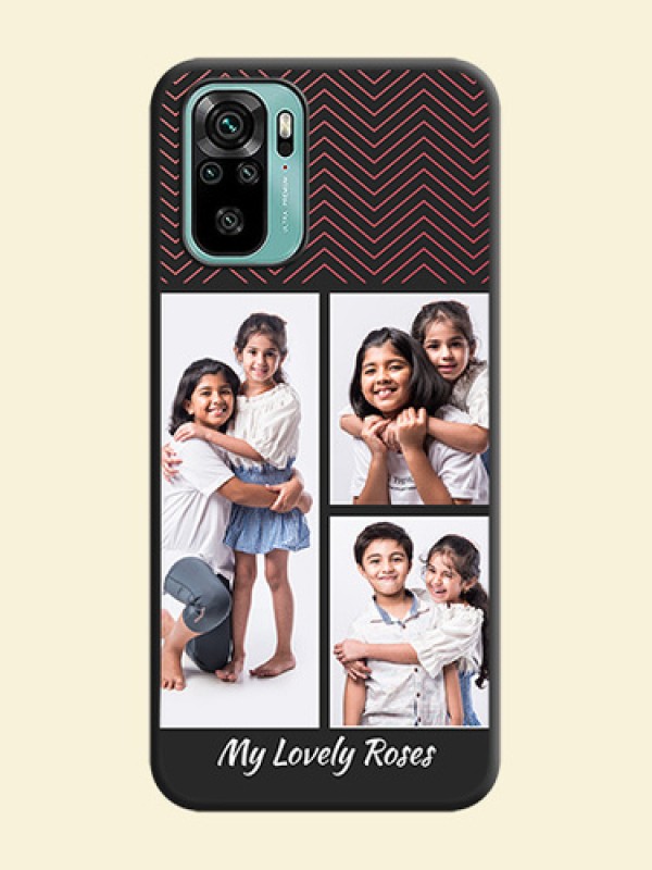 Wave Pattern with 3 Image Holder on Space Black Custom Soft Matte Back Cover - Redmi Note 10