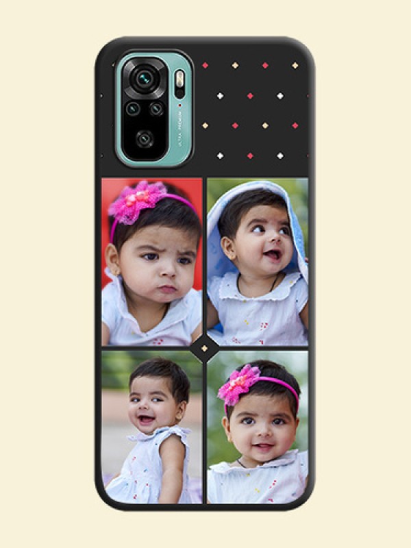 Multicolor Dotted Pattern with 4 Image Holder on Space Black Custom Soft Matte Phone Cases - Redmi Note 10