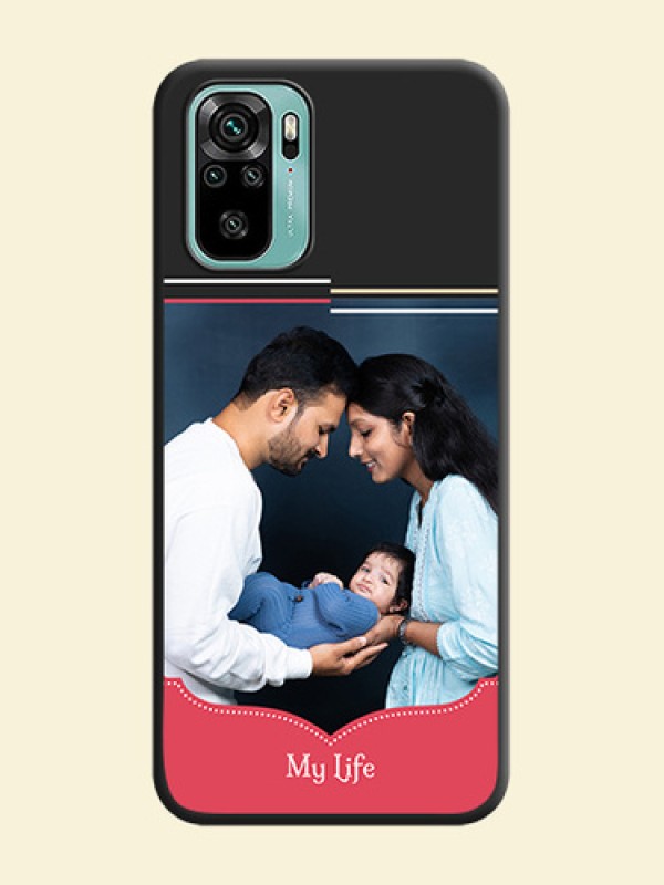 Classic Plain Design with Name on Photo on Space Black Soft Matte Phone Cover - Redmi Note 10