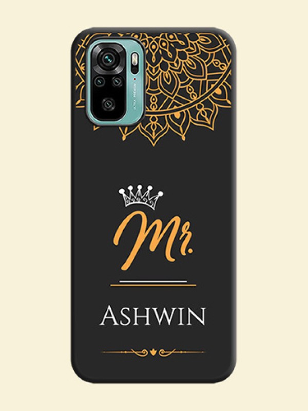Mr Name with Floral Design  on Personalised Space Black Soft Matte Cases - Redmi Note 10